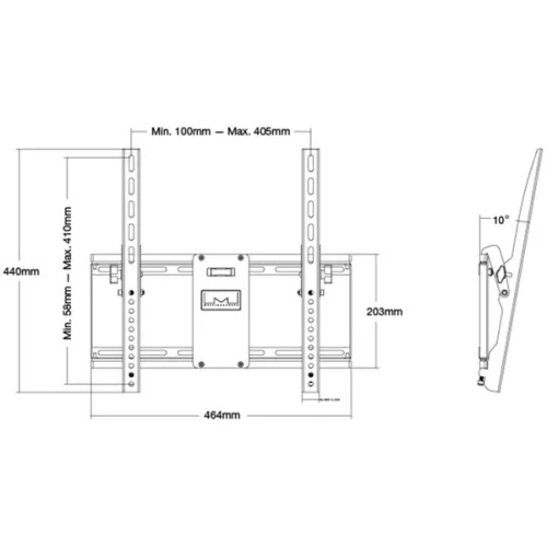 MULTIBRACKETS Fali konzol, M Universal Tilt Wallmount Black Medium (32-65", max.VESA: 400x400 mm, 75 kg)