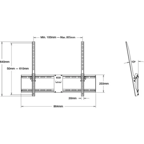 MULTIBRACKETS Fali konzol, M Universal Tilt Wallmount Black Large (55-75", max.VESA: 800x600 mm, 75 kg)