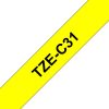 BROTHER szalag TZe-C31, Fluoreszkáló sárga alapon Fekete, Laminált, 12mm  0.47", 5 méter