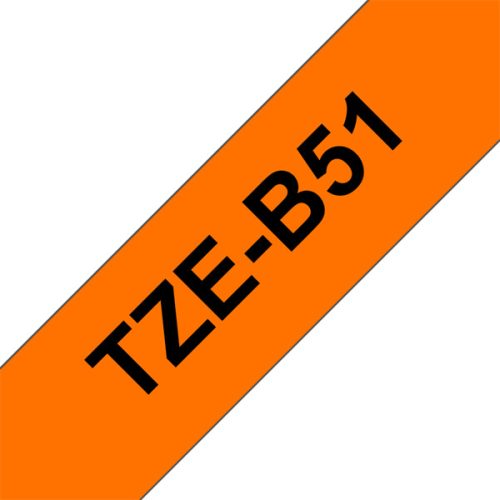 BROTHER szalag TZe-B51, Fluoreszkáló narancs alapon Fekete, Laminált, 24mm  0.94", 5 méter