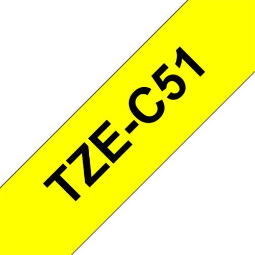 BROTHER szalag TZe-C51, Fluoreszkáló sárga alapon Fekete, Laminált, 24mm  0.94", 5 méter