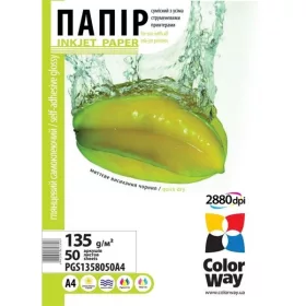   COLORWAY Fotópapír, fényes öntapadó (glossy self-adhesive), 135 - 80g/m2, A4, 50 lap