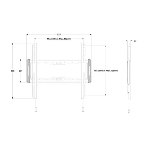 MULTIBRACKETS Fix fali konzol, M Universal Wallmount Fixed Medium Black (32-65", max.VESA: 400x400 mm, 50 kg)