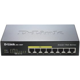   D-LINK Switch 8x1000Mbps (4xPOE) Menedzselhető Fémházas Asztali, DGS-1008P/E