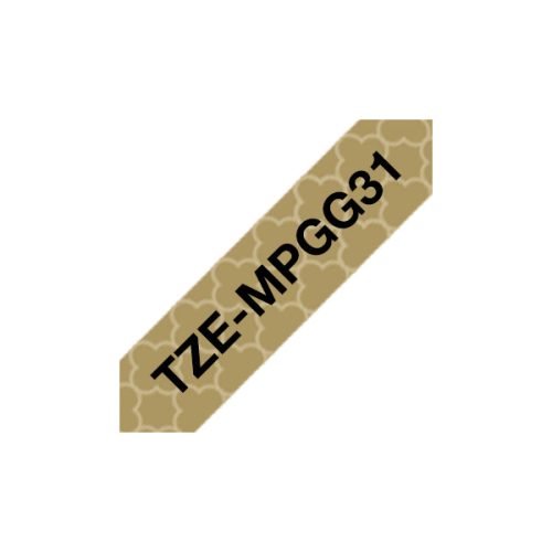 BROTHER szalag TZe-MPGG31, Arany mintás alapon Fekete, Laminált, 12mm  0.47", 4 méter