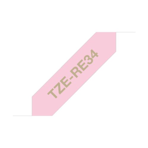 BROTHER Textil szalag TZe-RE34, Pink alapon Arany, 12mm  0.47", 4 méter
