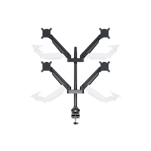 MULTIBRACKETS 4 karos asztali konzol, M VESA Gas Lift Arm Quad Black HD (15-32", max.VESA: 100x100 mm, 21 kg)