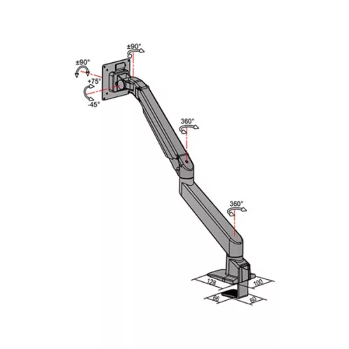 MULTIBRACKETS Asztali konzol, M VESA Gas Lift Arm Single Black HD (15-34", max.VESA: 100x100 mm, 21 kg)