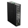 D-LINK Switch Ipari 10x1000Mbps (8xPOE) + 2xSFP + 1x konzol port Menedzselhető Fémházas,DIS-200G-12PS