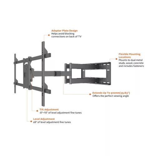 MULTIBRACKETS Fali konzol, M Universal Long Reach Arm 910mm HD, Dual (for LCD/LED panel, 50"-80", max.VESA: 800x400 mm)