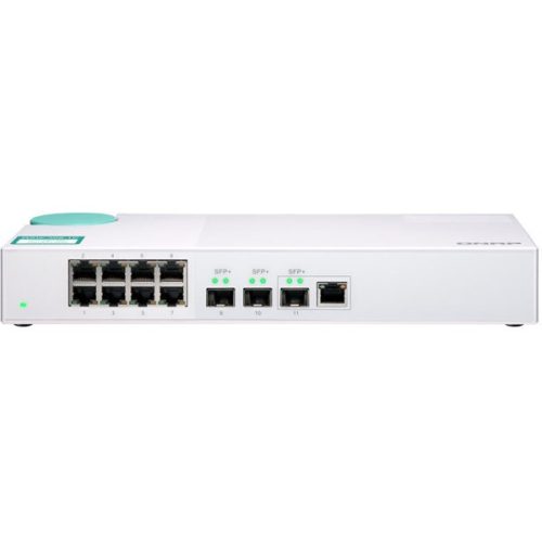 QNAP Switch 8x1000Mbps + 1x10000 SFP+ Combo + 2x10000Mbps SFP+, Nem menedzselhető, Asztali - QSW-308-1C