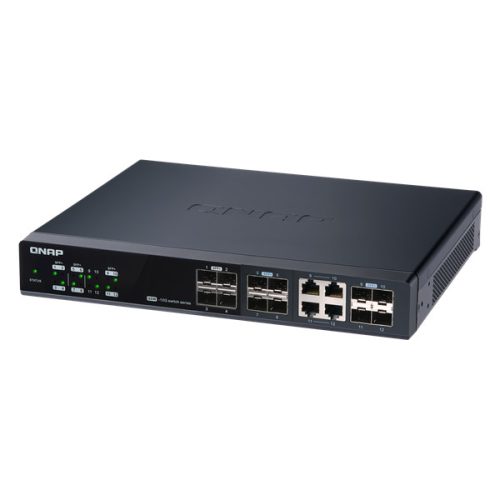 QNAP Switch QSW-M1204-4C 12-port, 8x10GbE SFP+, 4x10GbE SFP+/RJ45 Combo, Web menedzselt