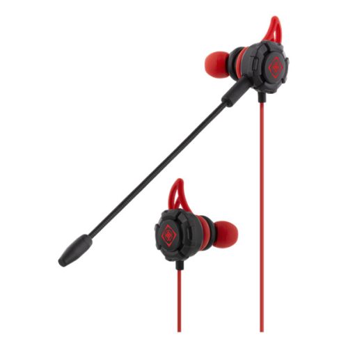 DELTACO GAMING Füllhallgató mikrofonnal GAM-076, In-Ear Gaming Headset, 30Hz-16kHz, removable mic, 1.2m cable, black/red