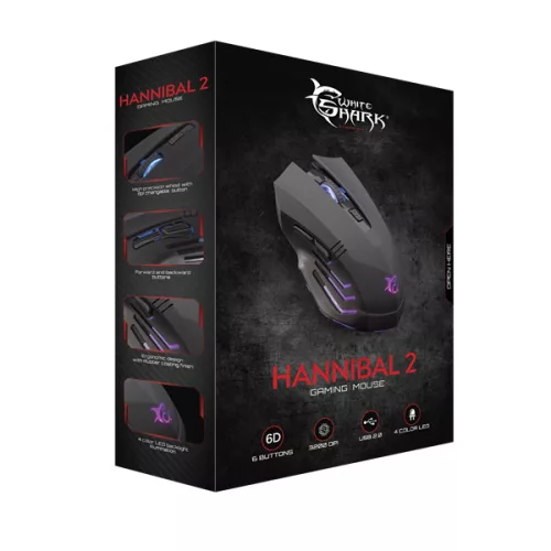 WHITE SHARK HANNIBAL-2 fekete gamer egér