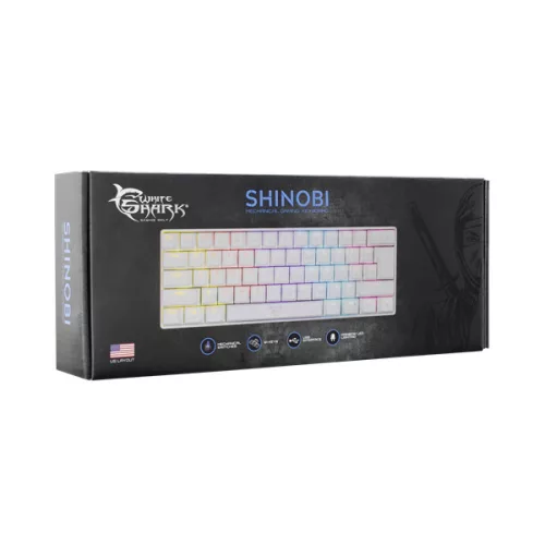 WHITE SHARK SHINOBI mechanikus (blue switch) gamer billentyűzet, fehér (angol)