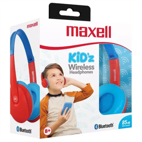 MAXELL Fejhallgató, HP-BT350 BT, gyerekeknek, headset, integrált mikrofon, Bluetooth & 3.5mm Jack, kék-piros