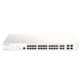   D-LINK Switch 24x1000Mbps(24xPOE) + 4xGigabit kombó Fémházas, Menedzselhető (193W POE) + 1 év Nuclias, DBS-2000-28MP/E