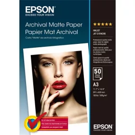   EPSON Fotópapír, Archival Matte Paper, DIN A3 (297 mm x 420 mm), 189g/m2, 50 Lap