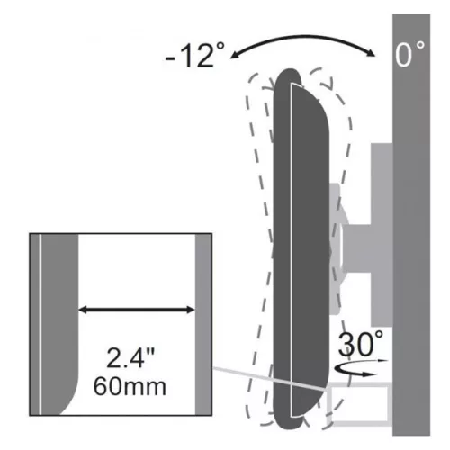 SBOX LCD-900B 13"-30" fali konzol, dönthető, forgatható, 100x100, max 30 kg, fekete