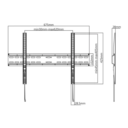 SBOX PLB-2546F fali konzol, fix, 37"-70", 600x400, max 35 kg