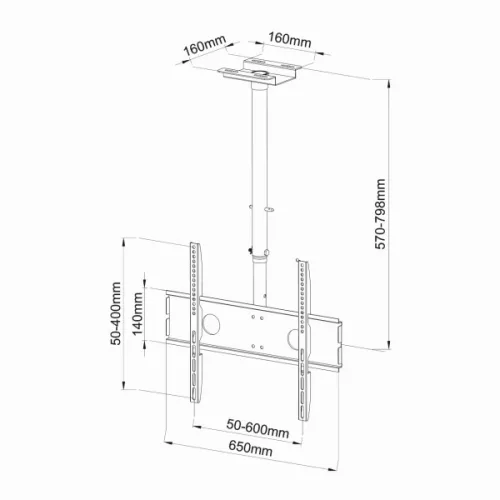 SBOX CPLB-102M mennyezeti fali konzol, dönthető, forgatható, 37"-70", 800x400, max 50 kg
