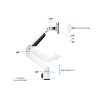 MULTIBRACKETS Asztali konzol, M VESA Gas Lift Arm Single White HD (15-34", max.VESA: 100x100 mm, 21 kg)