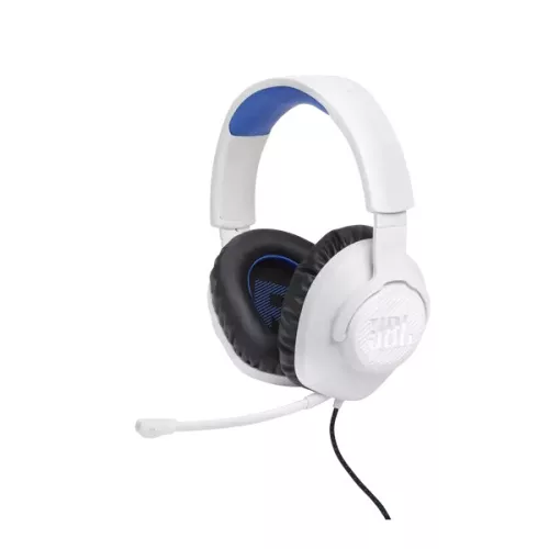 JBL Quantum 100P Console (Vezetékes, gaming fejhallgató levehető mikrofonnal), Fehér/Kék