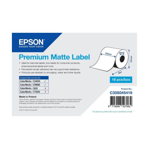 EPSON Premium Matte Label Cont.R, 102mm x 35m