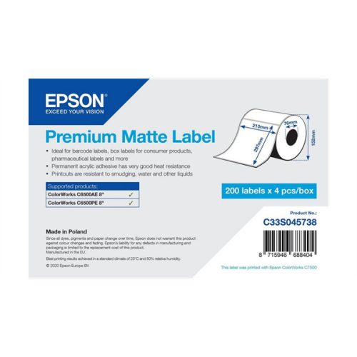 EPSON Premium Matte Label 210 x 297mm, 200 lab