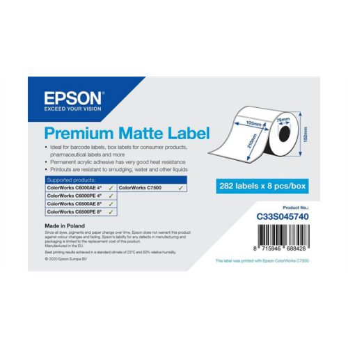 EPSON Premium Matte Label  105 x 210mm, 282 lab