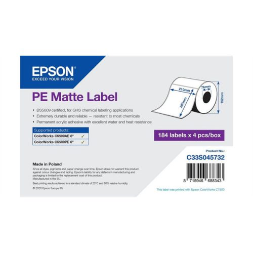 EPSON PE Matte Label 210 x 297mm, 184 lab