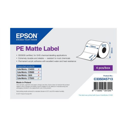 EPSON PE Matte Label 102 x 76mm, 1570 lab