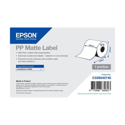 EPSON PP Matte Label - Coil 220mm x 1000lm