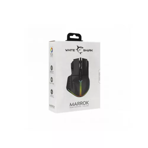 WHITE SHARK GM-9006B MARROK gamer egér, fekete, 12000 dpi