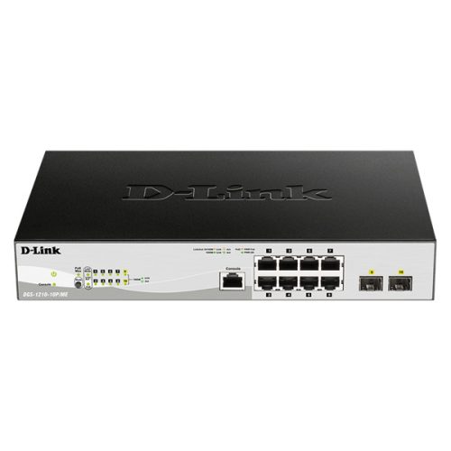 D-LINK Switch 8x1000Mbps (8xPOE) + 2xGigabit kombó SFP Menedzselhető Rackes (Metro), DGS-1210-10P/ME/E