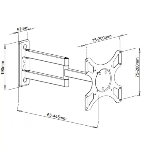 TECHLY ICA-PLB 148L dönthető fali karos konzol 32-65" LCD kijelzőhöz, fekete