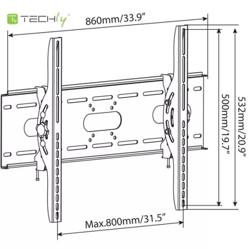 TECHLY ICA-PLB 890 dönthető fali konzol 42-80" LCD kijelzőhöz, fekete