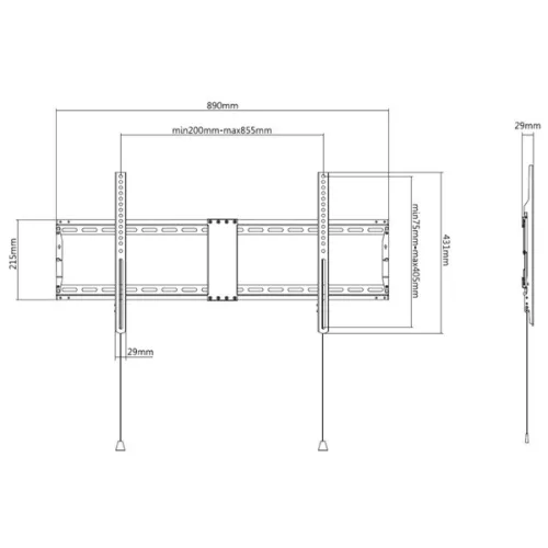 TECHLY ICA-PLB 948F fix fali konzol 43-90" LCD kijelzőhöz, fekete