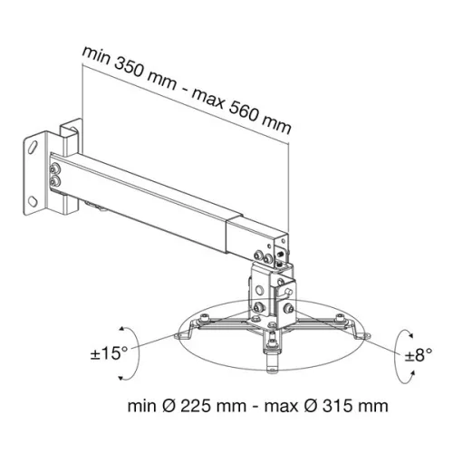 TECHLY ICA-PM 16 univerzális oldalfali / mennyezeti projektor konzol, 43-65 cm, ezüst