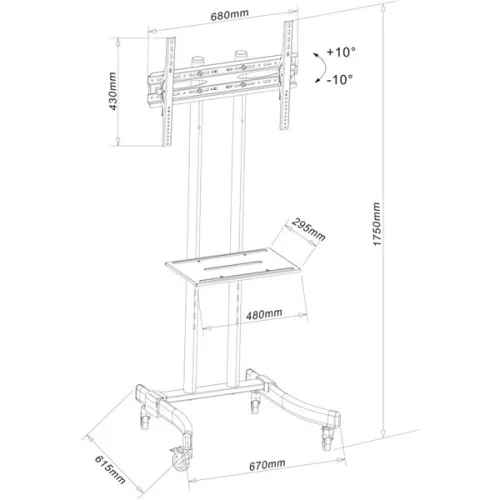 TECHLY ICA-TR23 gurulós padlóállvány 32-70" LCD kijelzőhöz