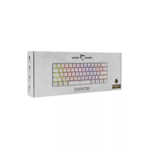WHITE SHARK GK-2022W/BR-HU SHINOBI MAGYAR!! fehér mechanikus (barna switch) gamer billentyűzet