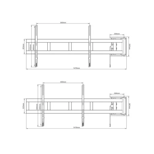 MULTIBRACKETS Fali konzol, M Universal Swing Arm 180 Degrees x Large Black (70-84", max.VESA: 800x600 mm, 125 kg)