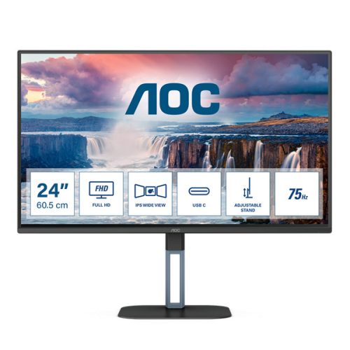 AOC IPS monitor 24" 24V5C/BK, 1920x1080, 16:9, 300cd/m2, 1ms, HDMI/DisplayPort/USB-C/4xUSB, Pivot, hangszóró
