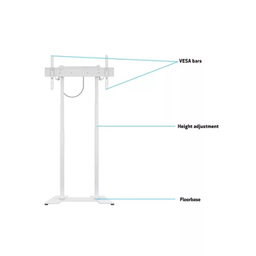 MULTIBRACKETS Padlóállvány, M Motorized Floorbase 60kg White (37-90", max.VESA: 600x400 mm, 60 kg)