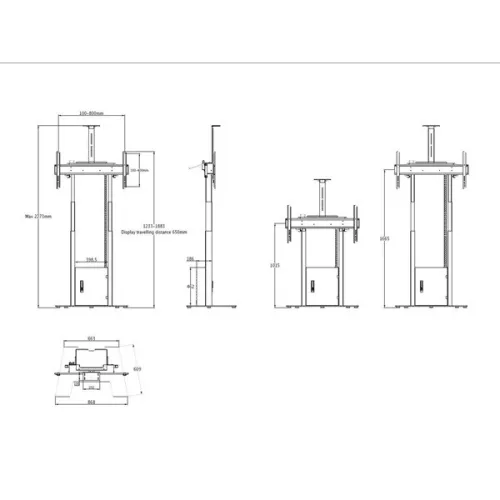 MULTIBRACKETS Motoros padlóállvány, M Motorized Floorbase Flip 2 incl cabinet 120kg White (42-100")