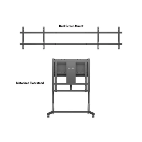 MULTIBRACKETS Gurulós motoros 2 karos padlóállvány, M Motorized Floorstand Dual Screen 160 kg Black SD (max. 2x84")