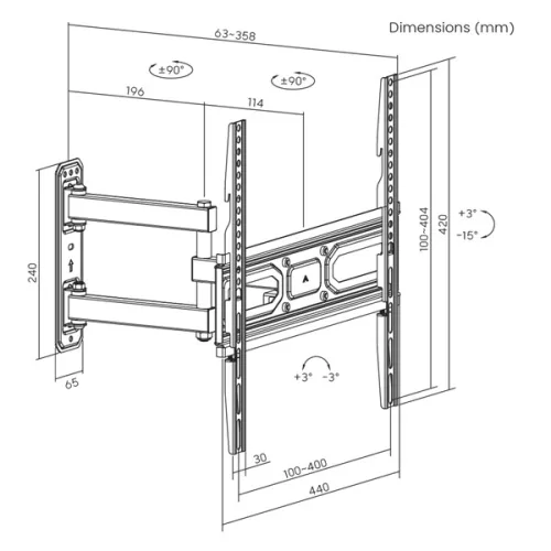 SBOX Fali konzol PLB-3644-2, WALL MOUNT (32-55", max. 35 kg, max.VESA: 400x400 mm)