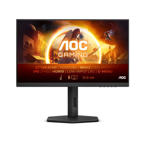 AOC Gaming 180Hz IPS monitor 27" 27G4X, 1920x1080, 16:9, 300cd/m2, 1ms, HDMI/DisplayPort, hangsz, állítható mag, pivot