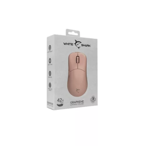 WHITE SHARK GRAPHENE-P, GM-5014P gamer egér,6D, pink, 6200 dpi, RGB