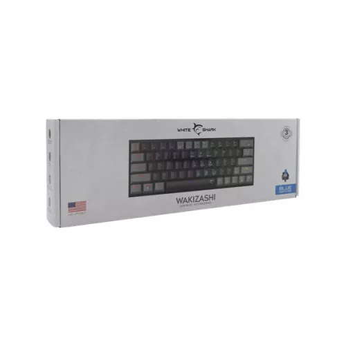 WHITE SHARK WAKIZASHI-B-G/BL-US, GK-002112-B-G/BL-US fekete/szürke mechanikus gamer billentyűzet, angol